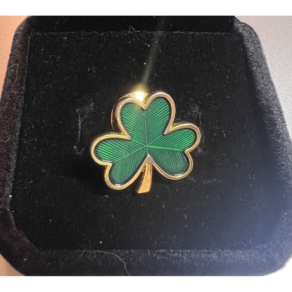 Hallmark Jewelry - Vintage Lucky Irish Green Shamrock Pin Clover Tie Tack St. Patrick's Day